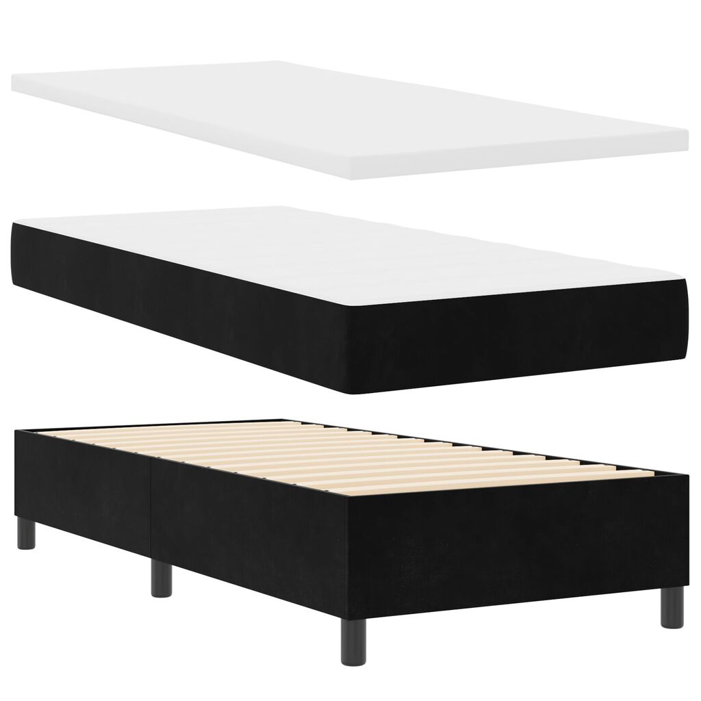 vidaXL Κρεβάτι Box Spring με Στρώμα & LED Μαύρο 100x200 εκ. Βελούδο