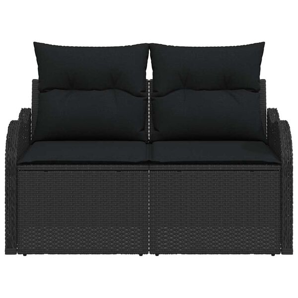 vidaXL Καναπές Κήπου με μαξιλάρι Μαύρο 121 x 62 x 69εκ συνθετικό ρατάν
