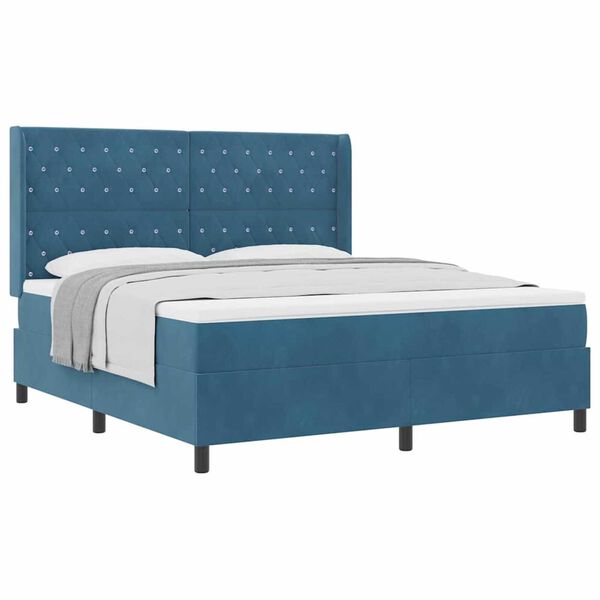 vidaXL Κρεβάτι με ελατήρια με μαξιλάρι Μπλε 180 x 200 cm Βελούδο