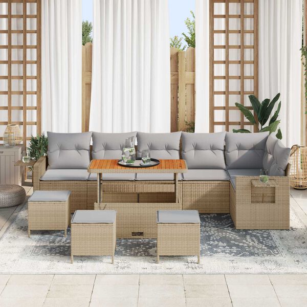 vidaXL Σετ Καναπέ Κήπου 10 pcs Μπεζ 289 x 124 x 85 εκ Ρατάν