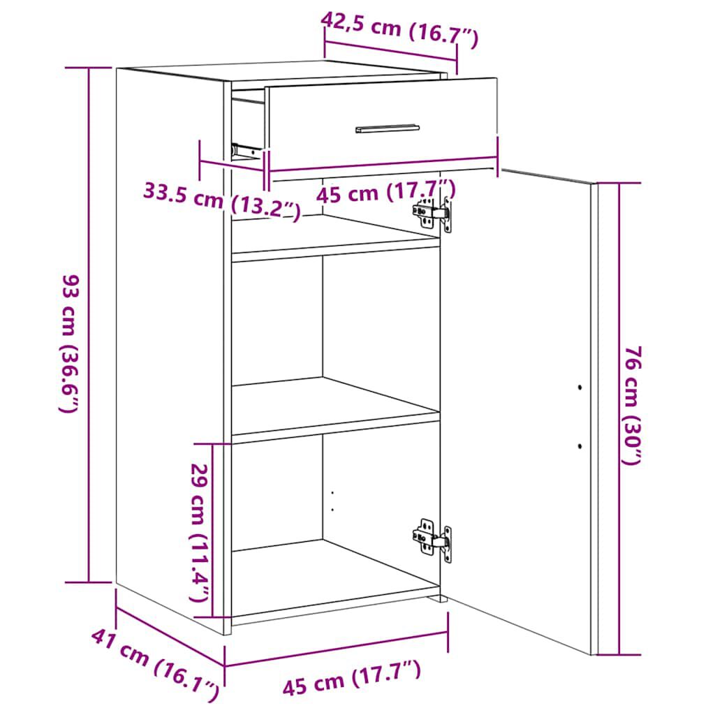vidaXL Ντουλάπι Καφέ Δρυς 45x42,5x93 εκ. Επεξεργασμένο Ξύλο
