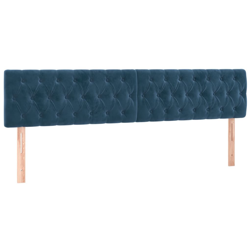 vidaXL Κρεβάτι Boxspring με Στρώμα & LED Σκ. Μπλε 180x200εκ. Βελούδινο