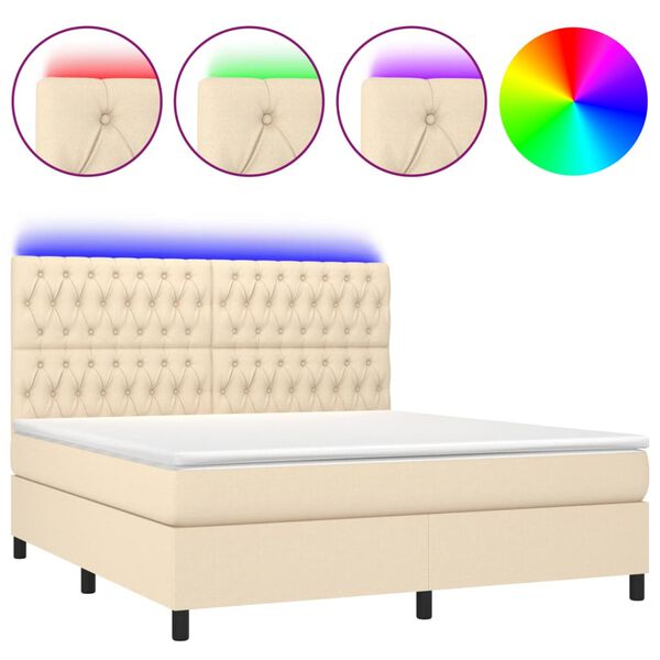 vidaXL &Kappa;&rho;&epsilon;&beta;ά&tau;&iota; Boxspring &mu;&epsilon; &Sigma;&tau;&rho;ώ&mu;&alpha; & LED &Kappa;&rho;&epsilon;&mu; 160x200 &epsilon;&kappa;. &Upsilon;&phi;&alpha;&sigma;&mu;ά&tau;&iota;&nu;&omicron;