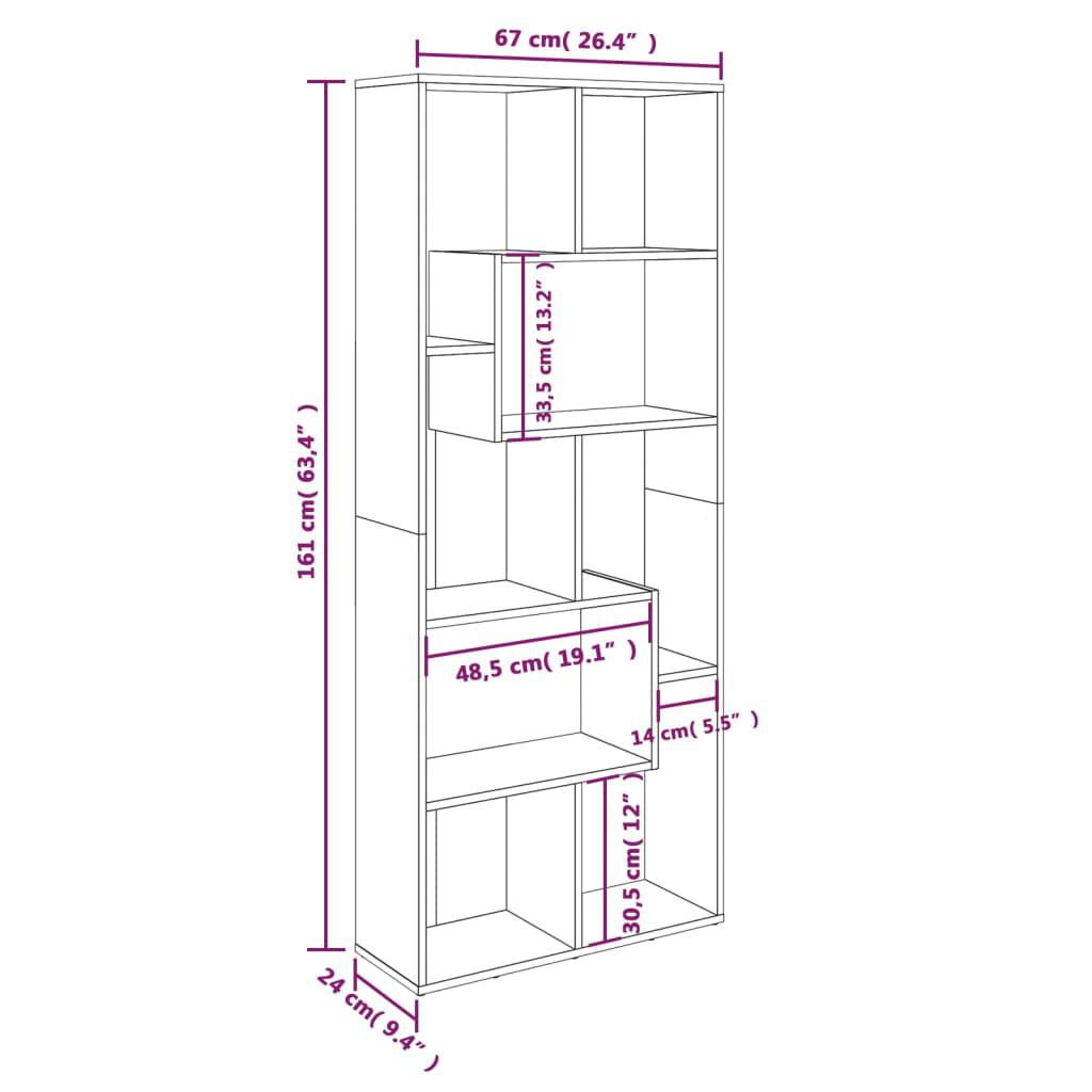 vidaXL Βιβλιοθήκη Γκρι Sonoma 67 x 24 x 161 εκ. από Επεξεργασμένο Ξύλο