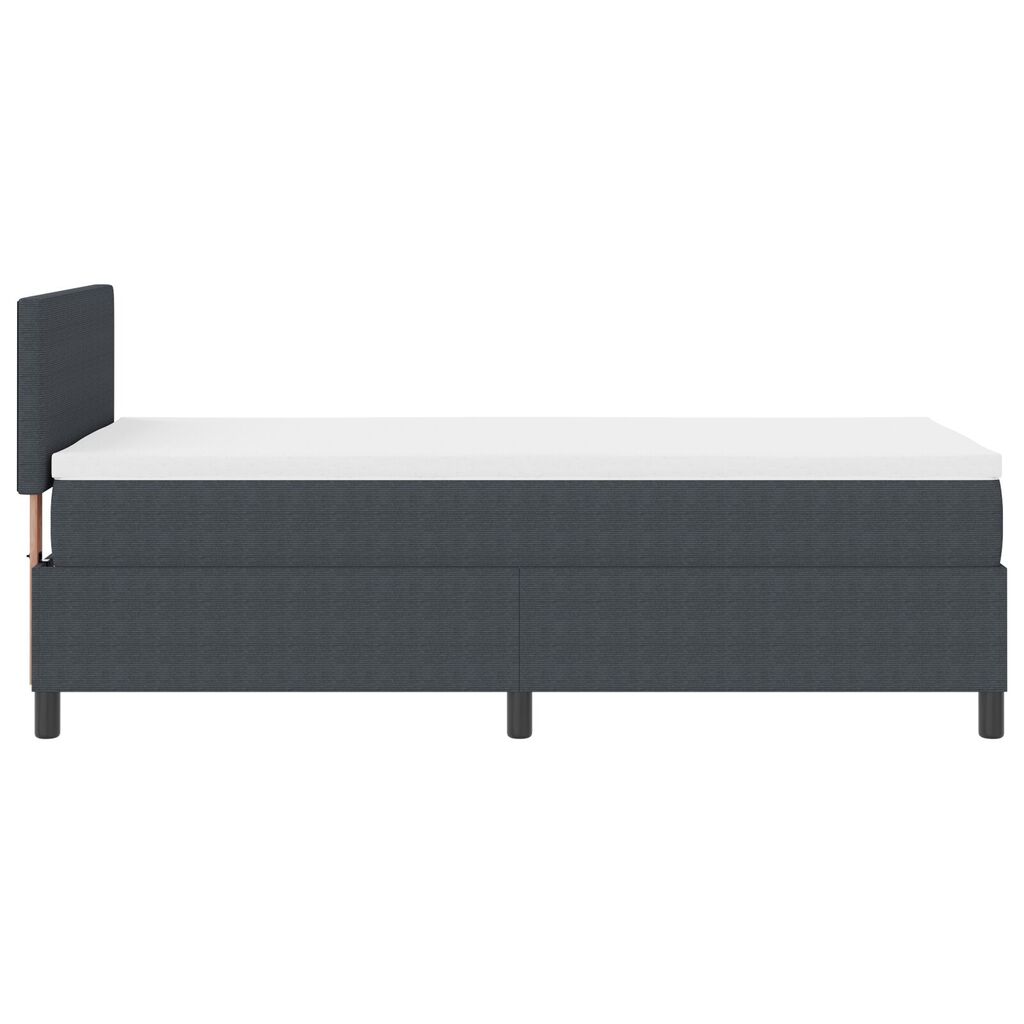 vidaXL Κρεβάτι Box Spring με Στρώμα & LED Σκούρο Γκρι 90x200 εκ Ύφασμα Κορντούρα