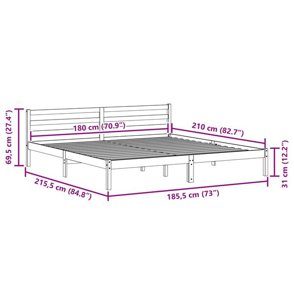 vidaXL Κρεβάτι με κεφαλάρι Λευκό 210 x 180 cm Μασίφ ξύλο πεύκου