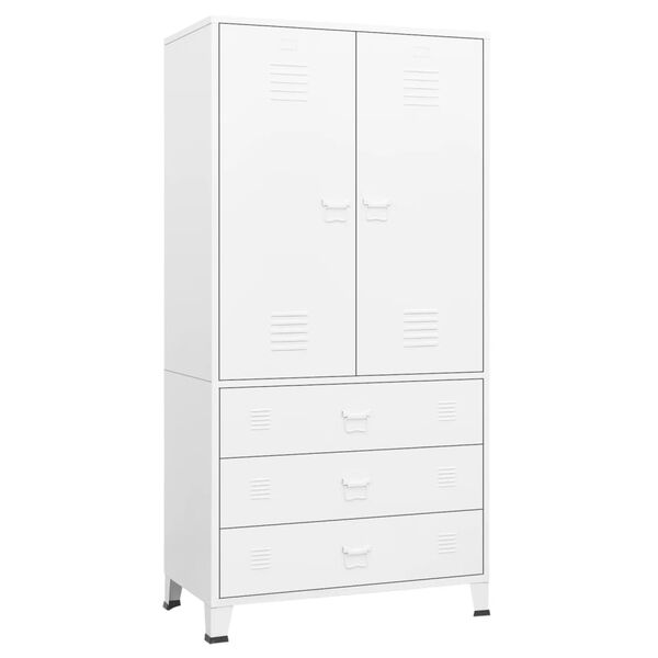vidaXL Ντουλάπα Βιομηχανική Λευκή 90 x 50 x 180 εκ. Μεταλλική