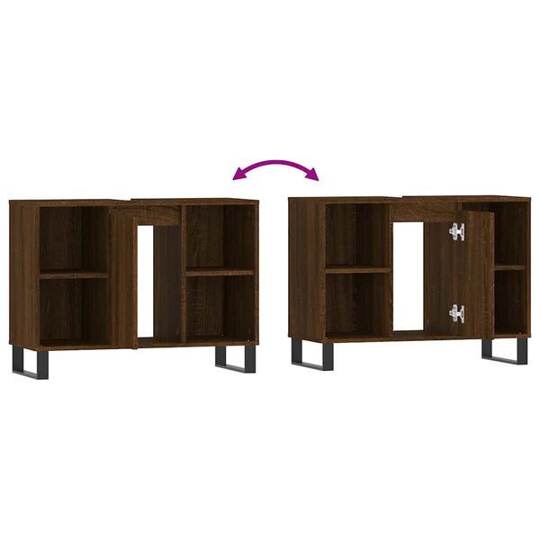 vidaXL Ντουλάπι Μπάνιου Καφέ Δρυς 80 x 33 x 60 εκ. Επεξεργασμένο Ξύλο