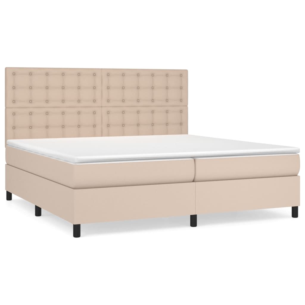vidaXL Κρεβάτι Boxspring με Στρώμα Καπουτσίνο 200x200εκ.από Συνθ.Δέρμα