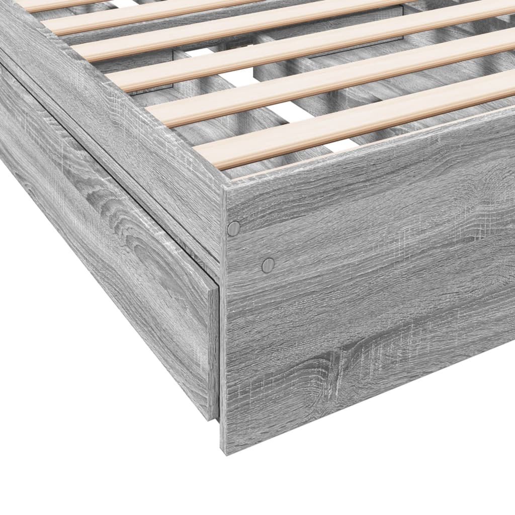 vidaXL Πλαίσιο Κρεβατιού με Συρτάρια Γκρι Sonoma 90x190εκ. Επεξ. Ξύλο