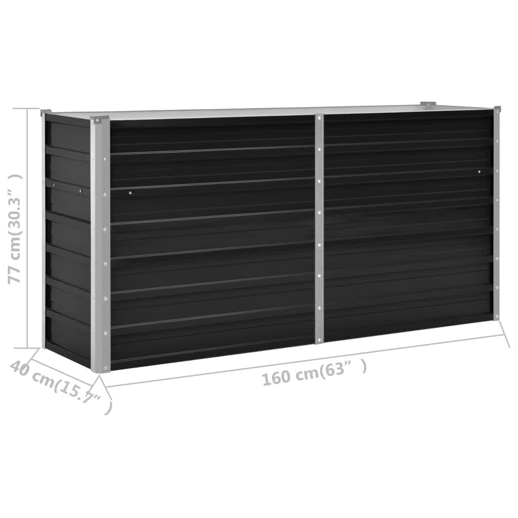 vidaXL Ζαρντινιέρα Υπερυψωμένη Ανθρακί 160x40x77 εκ. Γαλβαν. Χάλυβας