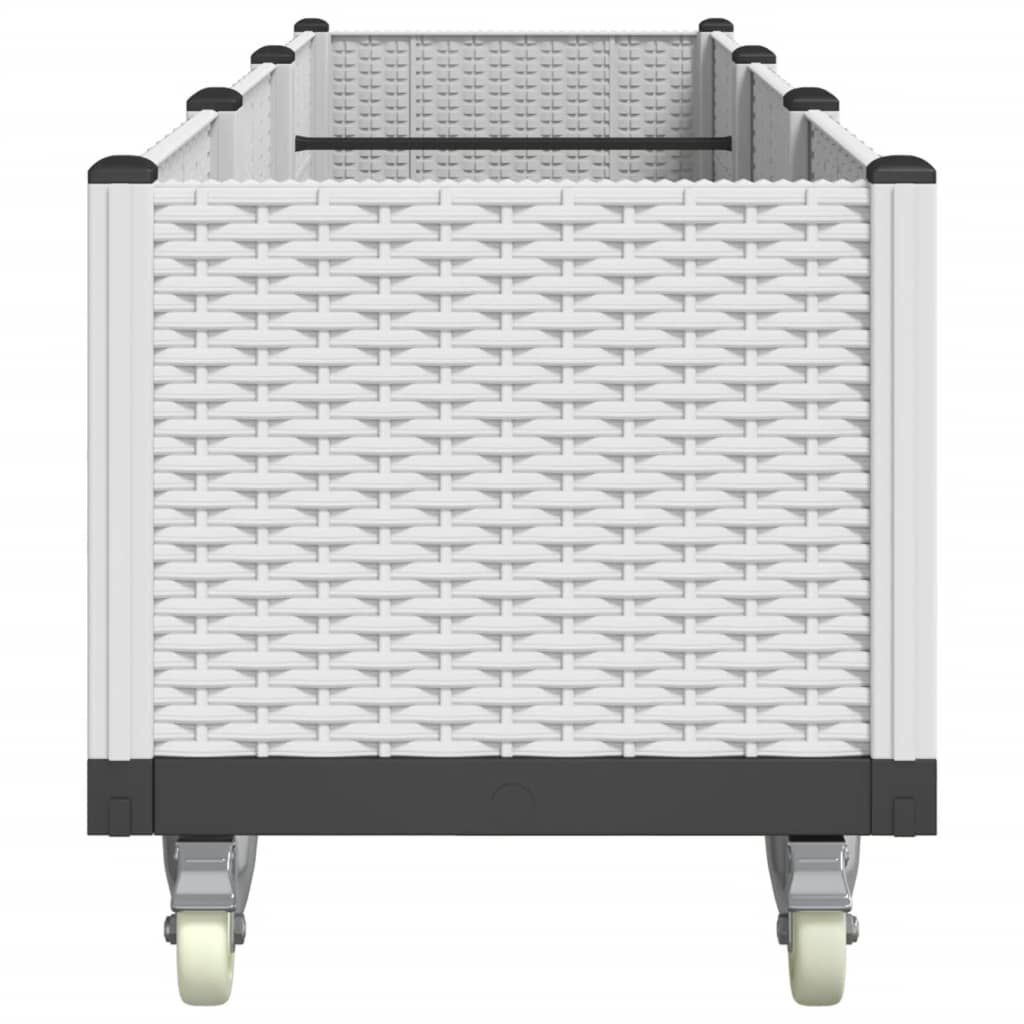 vidaXL Ζαρντινιέρα Κήπου με Ροδάκια Λευκό 240x50x54 εκ. Πολυπροπυλένιο