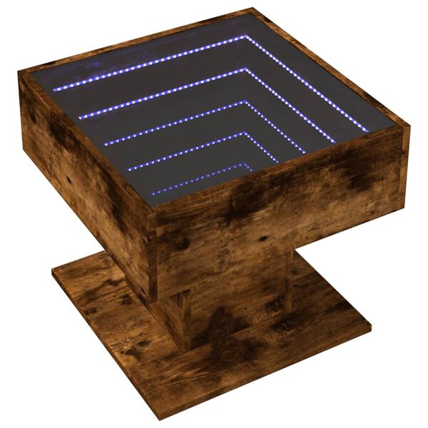 vidaXL Τραπεζάκι Σαλονιού με LED Δρυς 50x50x45 εκ. Επεξεργασμένο Ξύλο