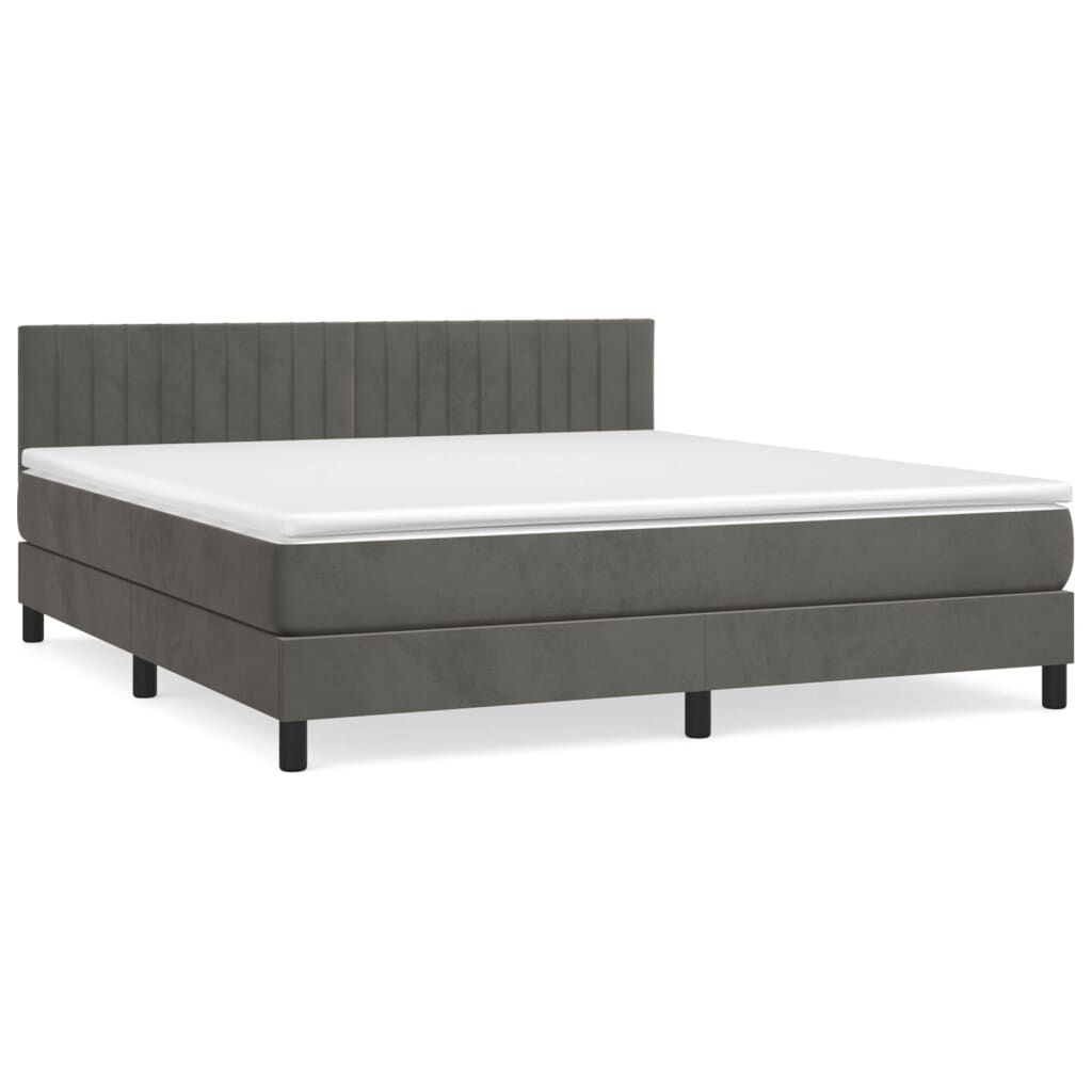 vidaXL Κρεβάτι Boxspring με Στρώμα Σκούρο Γκρι 180x200 εκ. Βελούδινο
