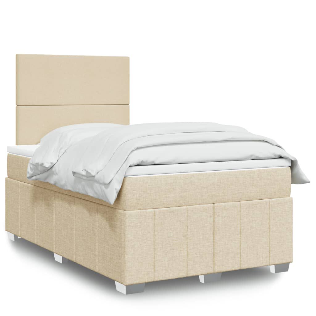 vidaXL Κρεβάτι Boxspring με Στρώμα Κρεμ 120x200 εκ. Υφασμάτινο