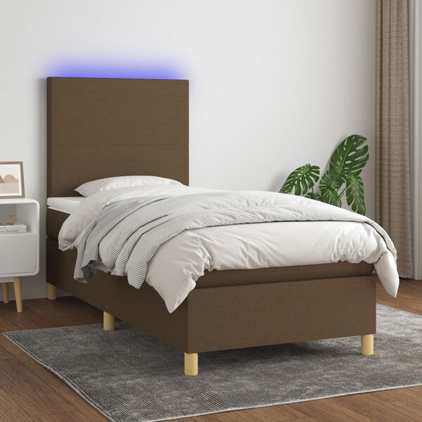 vidaXL &Kappa;&rho;&epsilon;&beta;ά&tau;&iota; Boxspring &mu;&epsilon; &Sigma;&tau;&rho;ώ&mu;&alpha; & LED &Sigma;&kappa;.&Kappa;&alpha;&phi;έ 90x190 &epsilon;&kappa;. &Upsilon;&phi;&alpha;&sigma;&mu;ά&tau;&iota;&nu;&omicron;