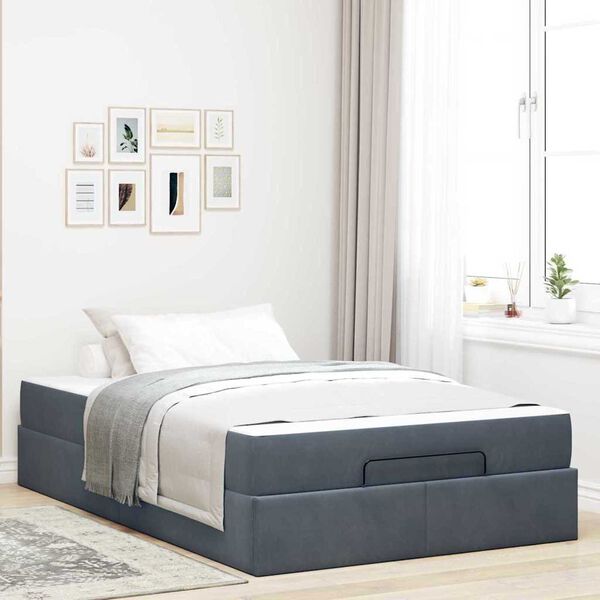 vidaXL Σκελετός Κρεβατιού Σκούρο γκρι 120 x 190 cm Βελούδο