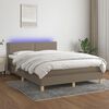 vidaXL &Kappa;&rho;&epsilon;&beta;ά&tau;&iota; Boxspring &mu;&epsilon; &Sigma;&tau;&rho;ώ&mu;&alpha; & LED Taupe 140x200 &epsilon;&kappa;. &Upsilon;&phi;&alpha;&sigma;&mu;ά&tau;&iota;&nu;&omicron;