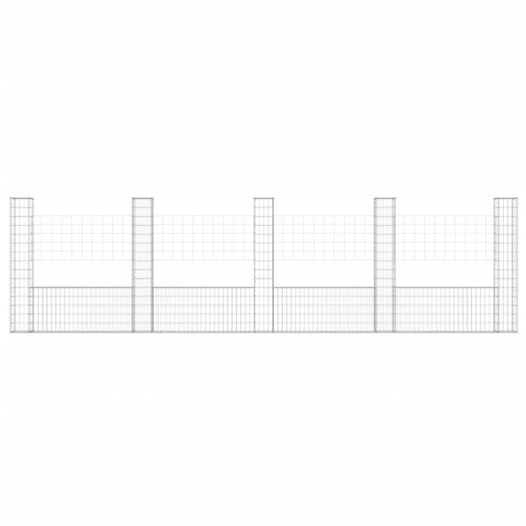 vidaXL Συρματοκιβώτιο σε U Σχήμα με 5 Στύλους 500x20x150 εκ Σιδερένιο
