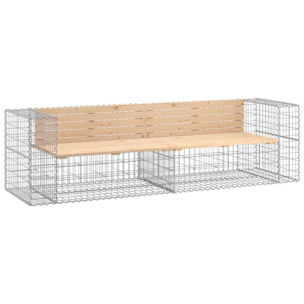 vidaXL Παγκάκι Κήπου Συρματοκιβώτιο 244x71x65,5εκ. Μασίφ Ξύλο Πεύκου