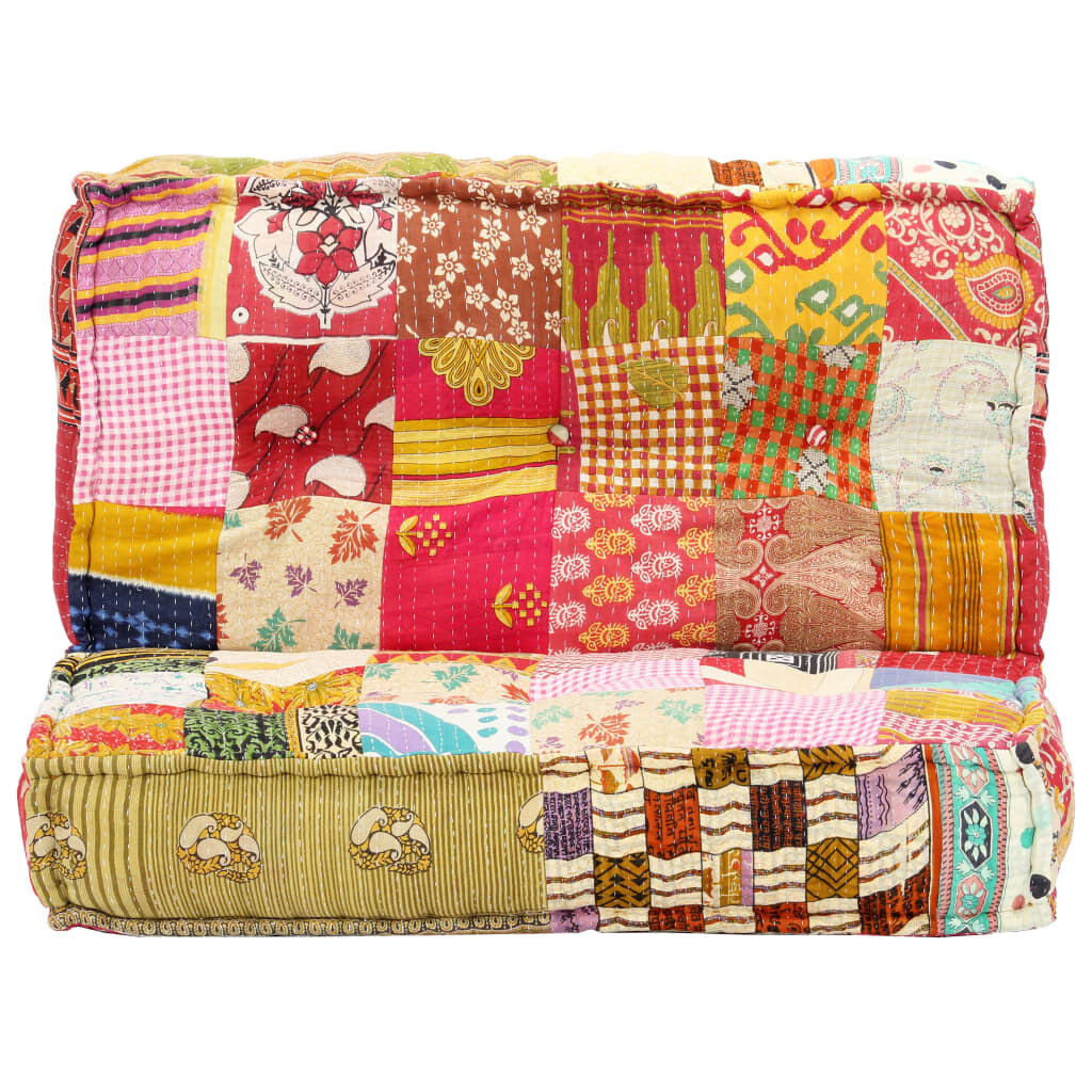 vidaXL Πουφ Patchwork 100 x 100 x 20 εκ. Υφασμάτινο