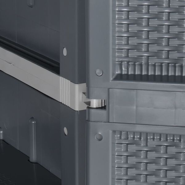 vidaXL Ντουλάπι Αποθήκευσης Κήπου Γκρι 65x45x172 εκ. από Ρατάν PP