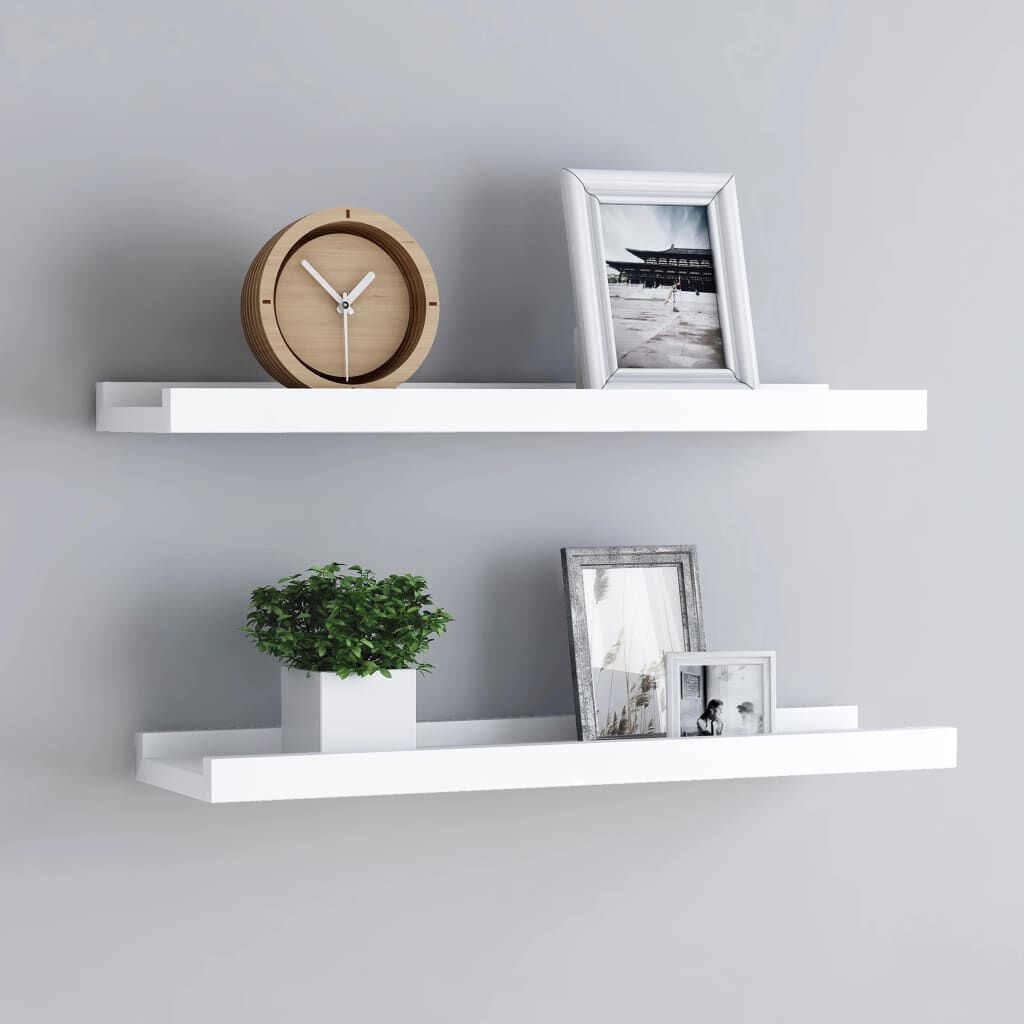 vidaXL Ράφια για Κορνίζες 2 τεμ. Λευκά 60 x 9 x 3 εκ. από MDF