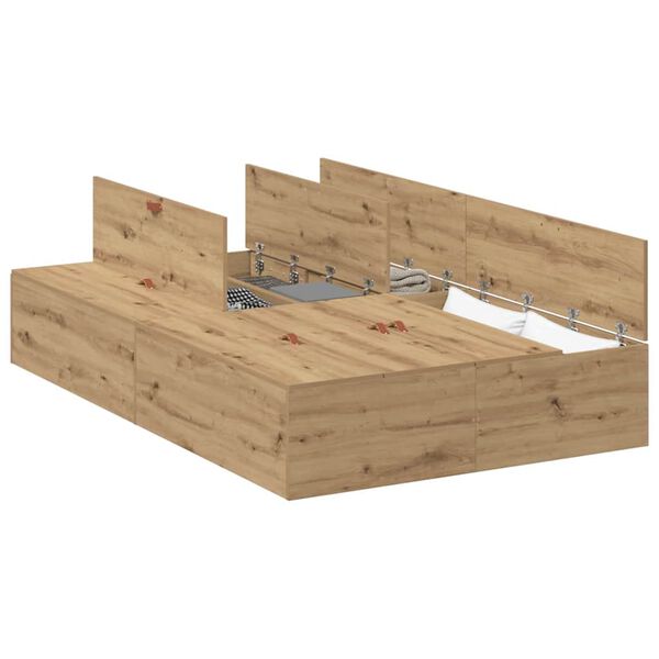 vidaXL Κρεβάτι με αποθηκευτικό χώρο Artisan Oak 120 x 200 cm