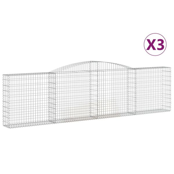 vidaXL Συρματοκιβώτια Τοξωτά 3 τεμ. 400x30x100/120 εκ. Γαλβαν. Ατσάλι