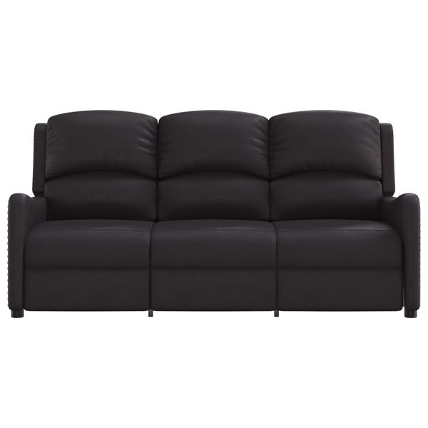 vidaXL Πολυθρόνα Μασάζ Τριθέσια Ανακλ. Γυαλιστερό Μαύρο Συνθ. Δέρμα