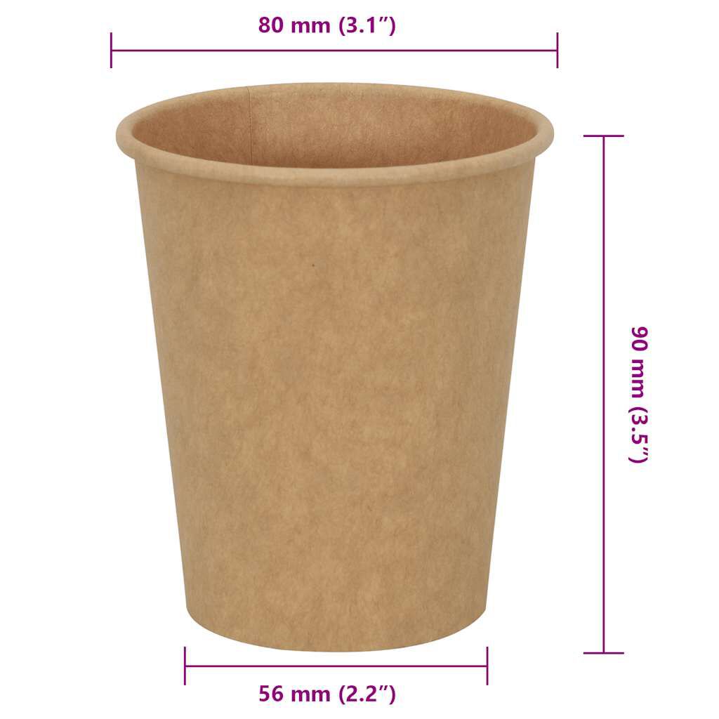 vidaXL Χάρτινα κύπελλα καφέ 1000 τεμάχια 8oz 200ml καφέ