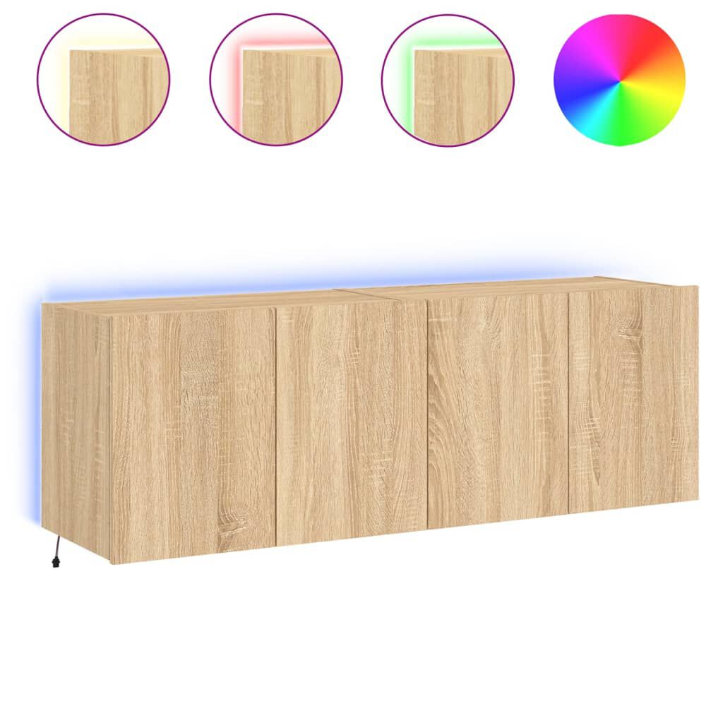 vidaXL Έπιπλα Τοίχου Τηλ. με LED 2 Τεμ. Sonoma Δρυς 60x35x41 εκ.
