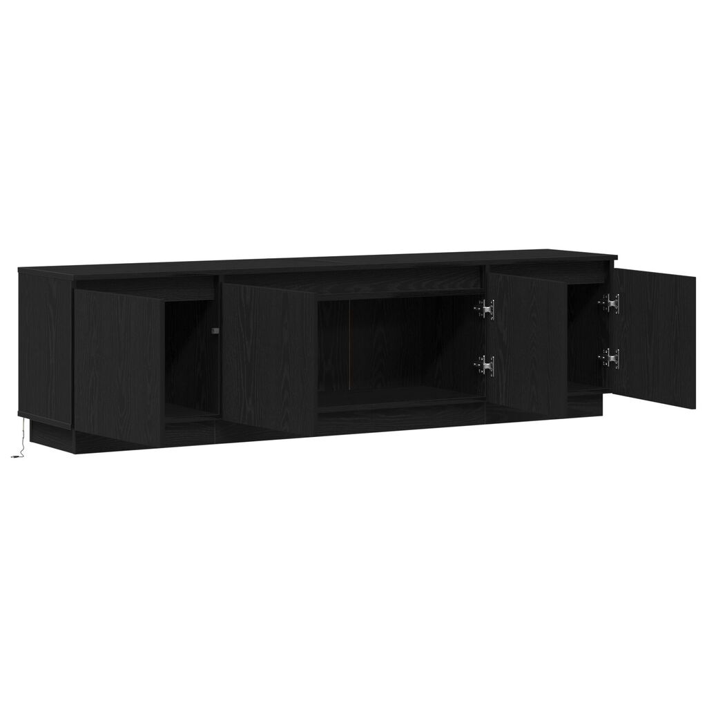 vidaXL Βιτρίνα τηλεόρασης με LED Μαύρη δρυς 180 x 38 x 49 εκ