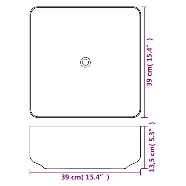 vidaXL Νιπτήρας Τετράγωνος Λευκός 39x39x13,5 εκ. Κεραμικός