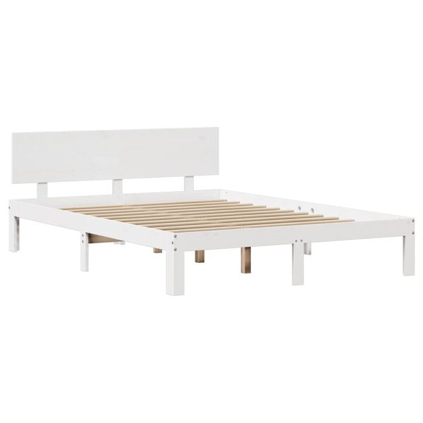 vidaXL Πλαίσιο Κρεβατιού Κεφαλάρι Λευκό 150x200εκ Μασίφ Πεύκο