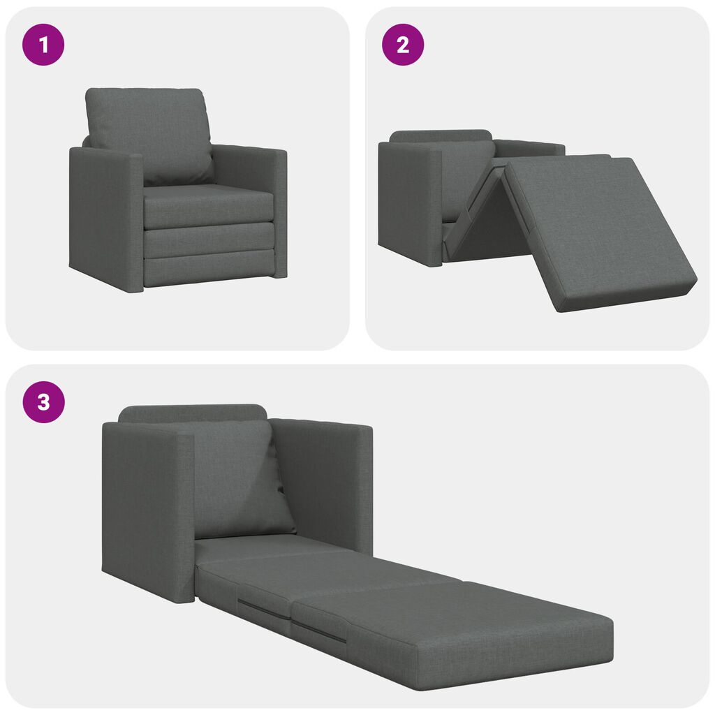 vidaXL Καναπές-Κρεβάτι Δαπέδου 2 σε 1 Σκ. Γκρι 112x174x55 εκ. Ύφασμα