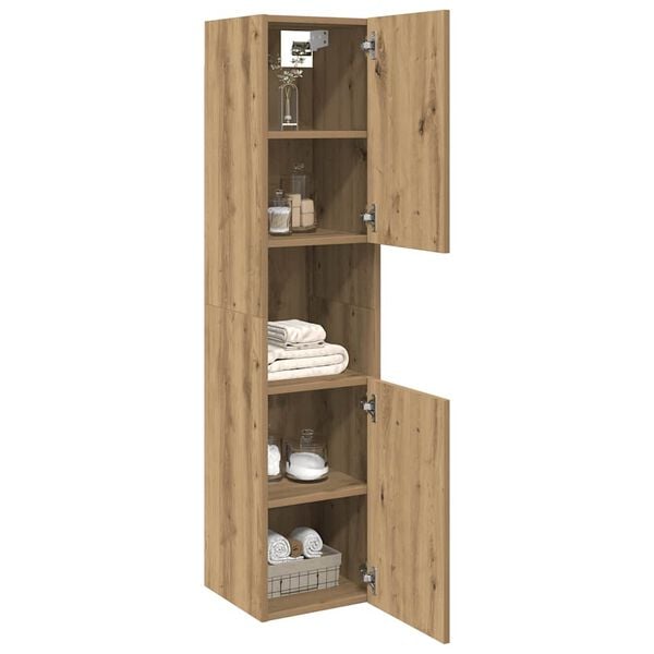 vidaXL Ντουλάπι Μπάνιου Κρεμαστό Παλ. Ξύλο 30x30x130 εκ. από Επ. Ξύλο
