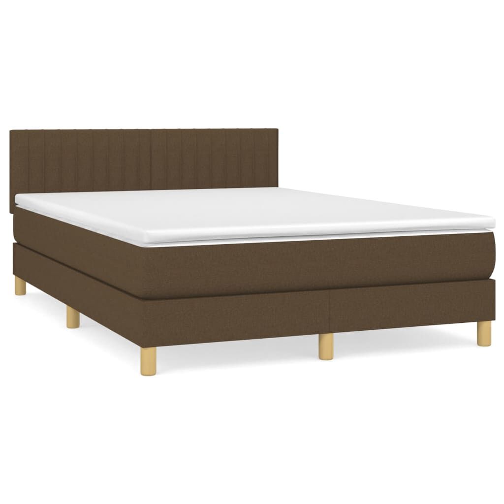vidaXL Κρεβάτι Boxspring με Στρώμα Σκούρο Καφέ 140x200 εκ Υφασμάτινο