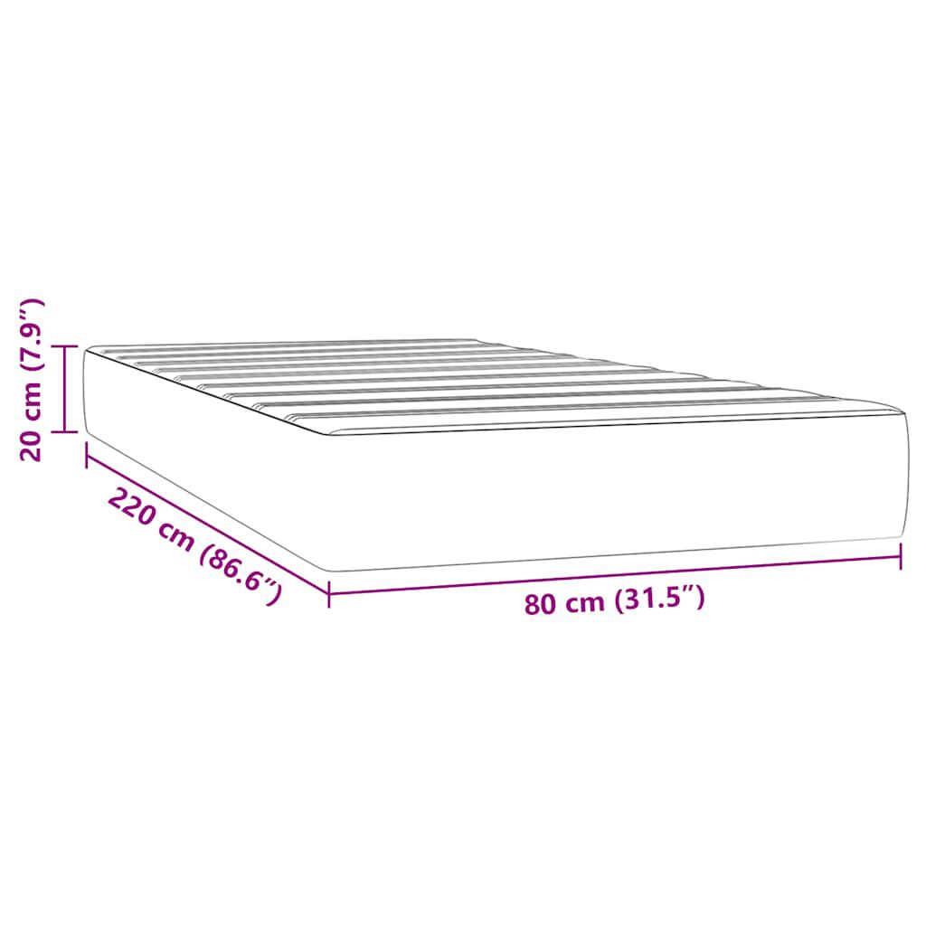 vidaXL Στρώμα με Pocket Springs Σκούρο Μπλε 80x220x20 εκ. Βελούδινο
