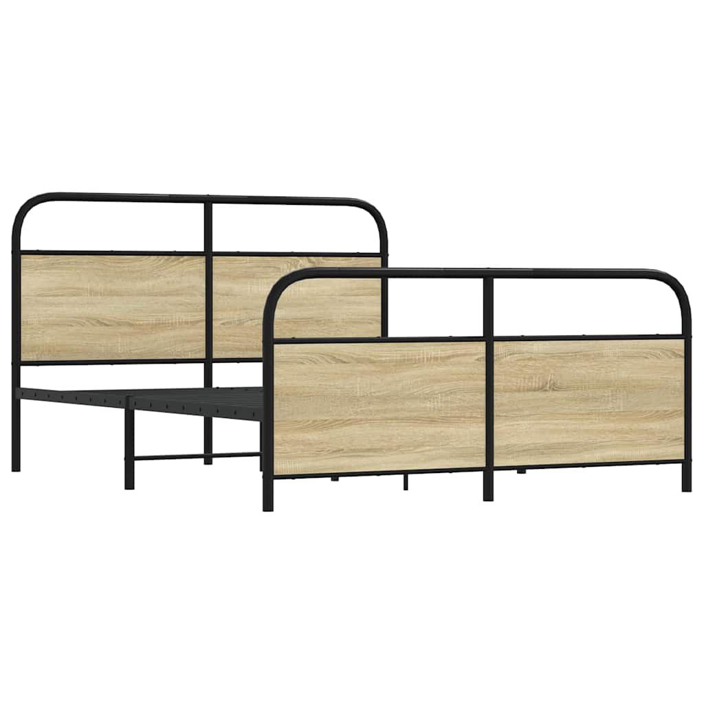 vidaXL Σκελετός Κρεβ. Χωρίς Στρώμα Sonoma Δρυς 150x200 εκ. Μεταλλικό