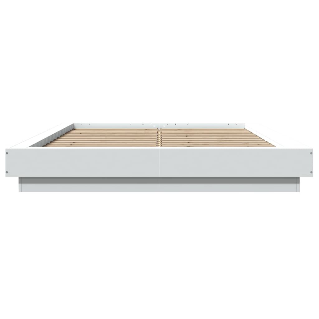 vidaXL Πλαίσιο Κρεβατιού με LED Λευκό 120x190 εκ Επεξεργ. Ξύλο