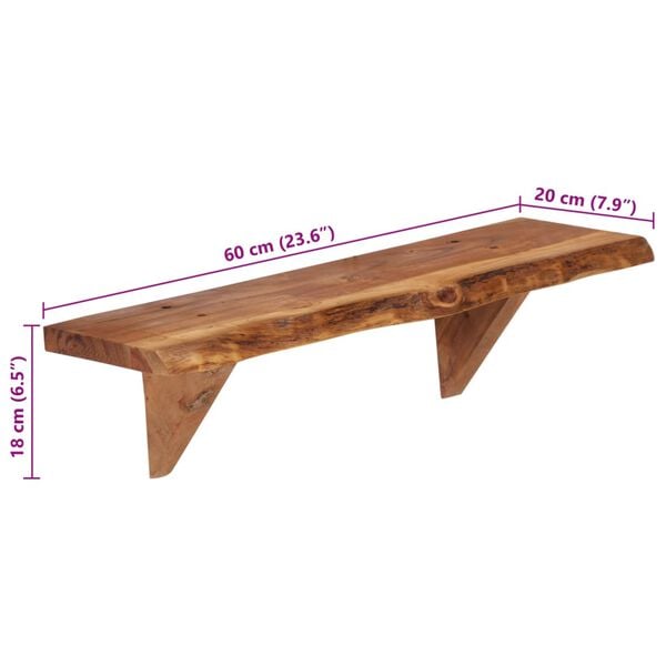 vidaXL Ράφια Τοίχου 2 τεμ. 60 x 20 x 18 εκ. από Μασίφ Ξύλο Ακακίας