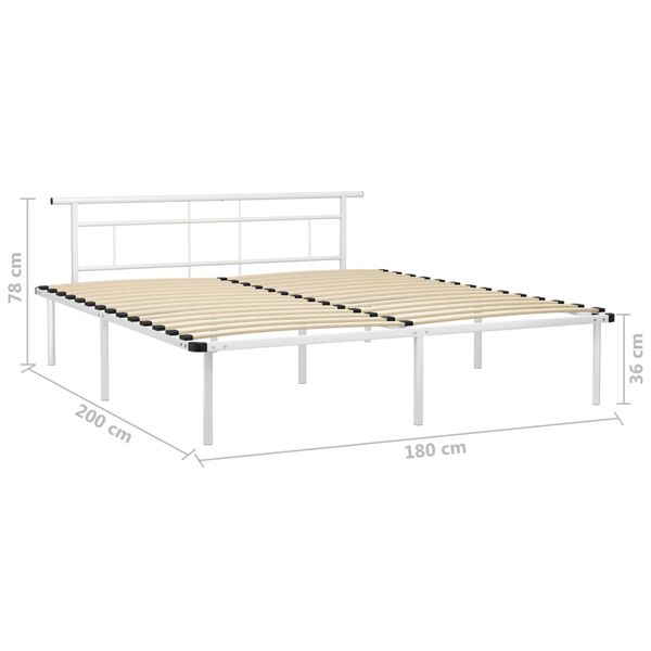 vidaXL Πλαίσιο Κρεβατιού Λευκό 180 x 200 εκ. Μεταλλικό