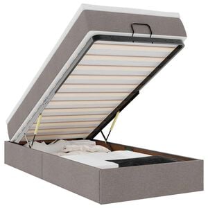 vidaXL Οθωμανικό κρεβάτι με στρώμα Taupe 90x200cm ύφασμα