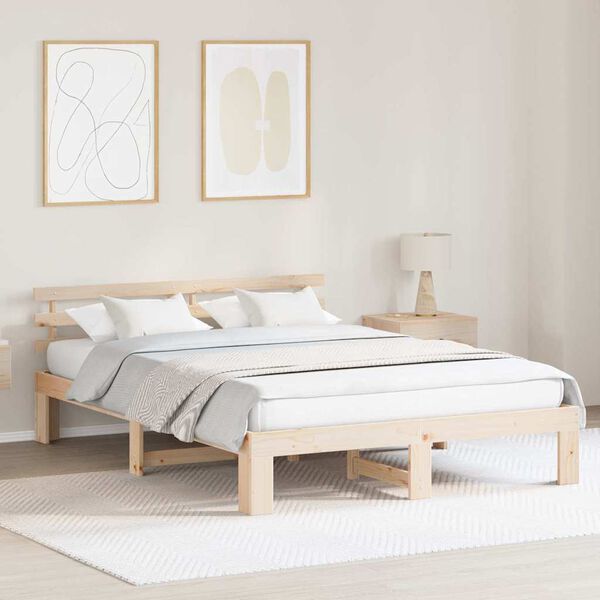 vidaXL Σκελετός Κρεβατιού Καφέ 140 x 200 cm Μασίφ ξύλο πεύκου