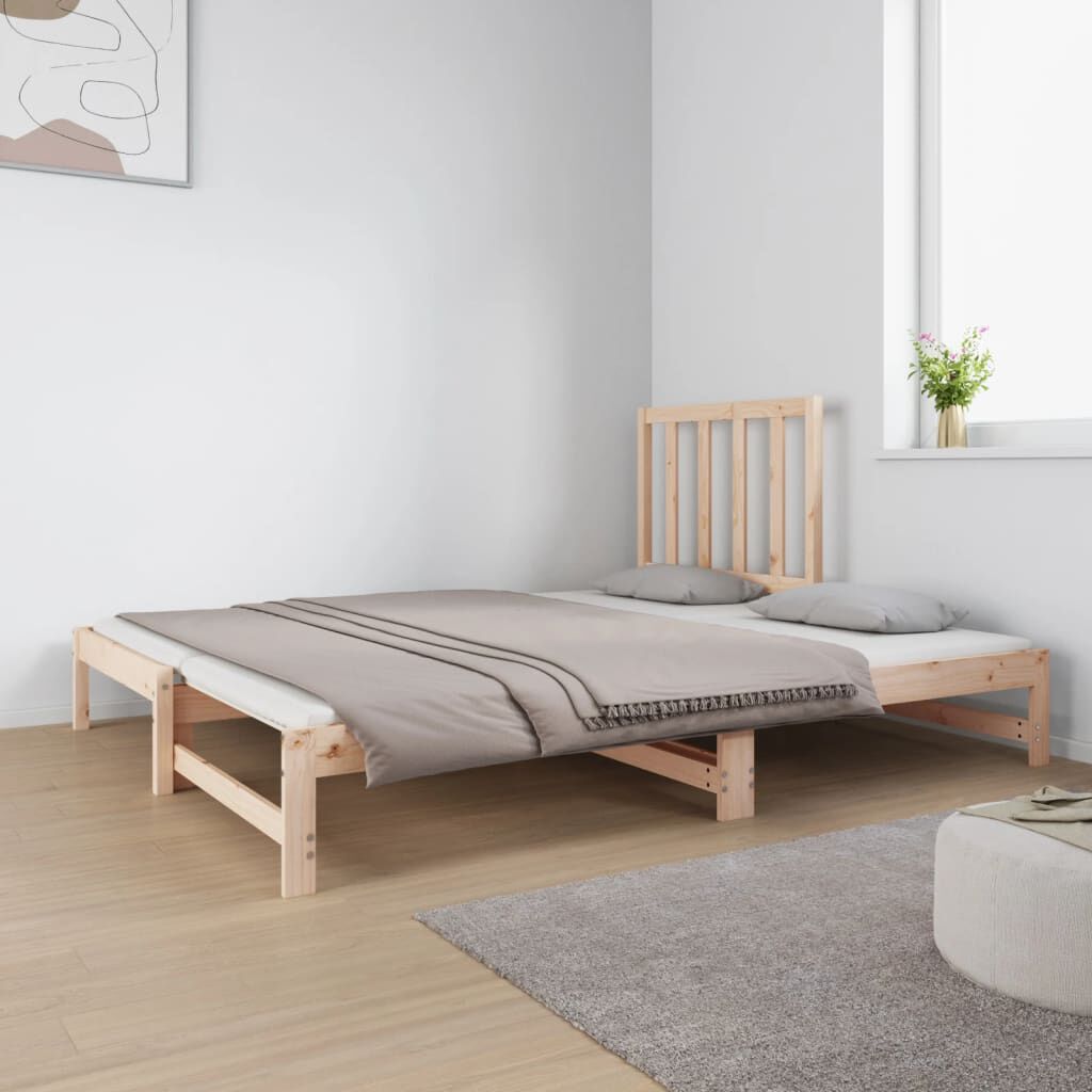 vidaXL Καναπές Κρεβάτι Συρόμενος 2x(90x190) εκ. Μασίφ Ξύλο Πεύκου
