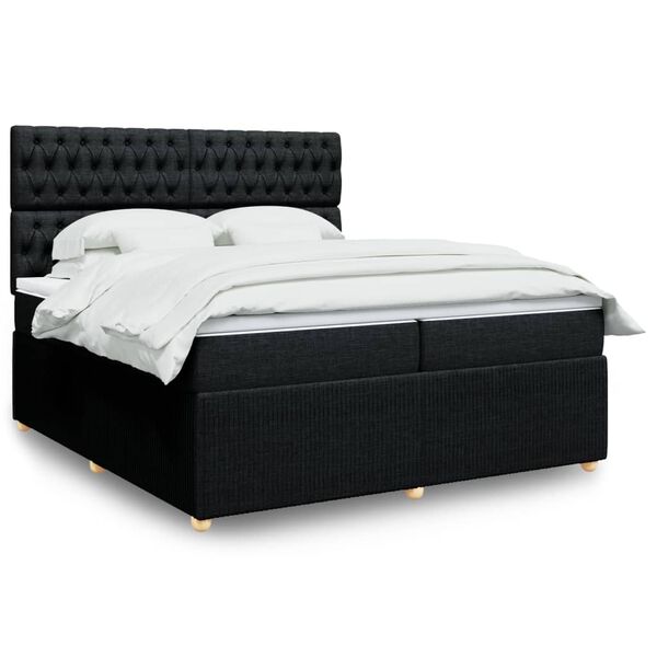 vidaXL &Kappa;&rho;&epsilon;&beta;ά&tau;&iota; Boxspring &mu;&epsilon; &Sigma;&tau;&rho;ώ&mu;&alpha; &Mu;&alpha;ύ&rho;&omicron; 200x200 &epsilon;&kappa;. &Upsilon;&phi;&alpha;&sigma;&mu;ά&tau;&iota;&nu;&omicron;