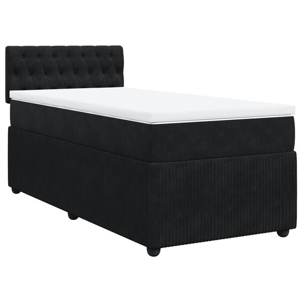 vidaXL Κρεβάτι Boxspring με Στρώμα Μαύρο 80 x 200 εκ. Βελούδινο