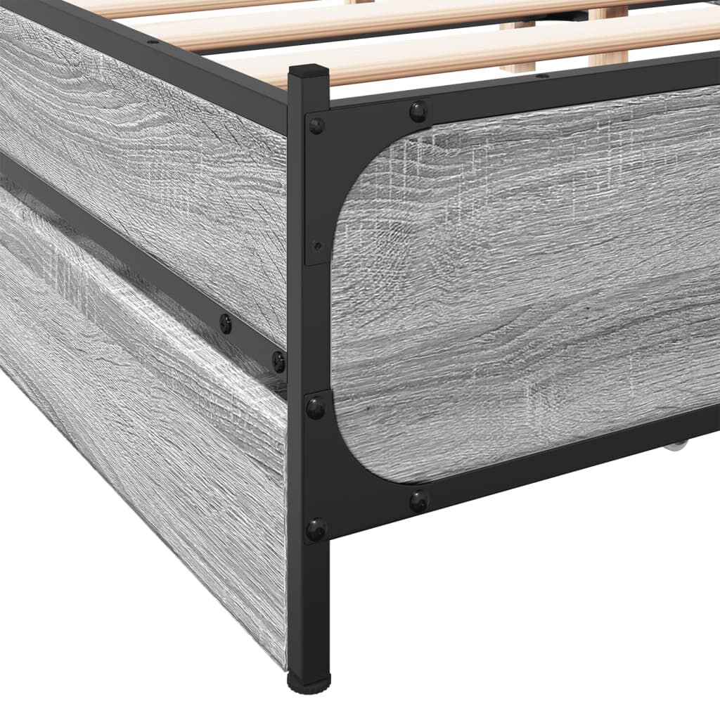 vidaXL Πλαίσιο Κρεβατιού με Συρτάρια Γκρι Sonoma 150x200εκ. Επεξ. Ξύλο