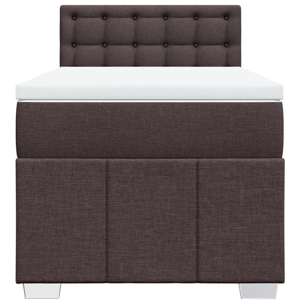 vidaXL Κρεβάτι Boxspring με Στρώμα Σκούρο Καφέ 80x200 εκ. Υφασμάτινο